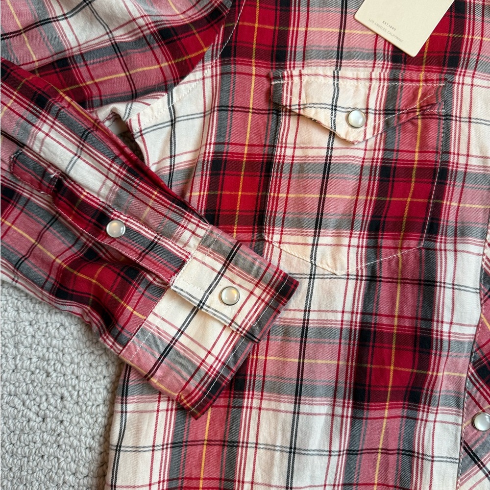 Lucky Brand Red Multi Western Plaid Shirt Size Small NWT NEW - Picture 3 of 6